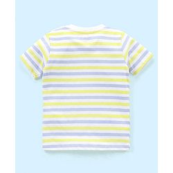 Babyhug Cotton Knit Half Sleeves Striped T-Shirt Lion Print Pack of 3 - Green & Purple