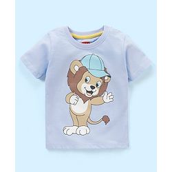 Babyhug Cotton Knit Half Sleeves Striped T-Shirt Lion Print Pack of 3 - Green & Purple