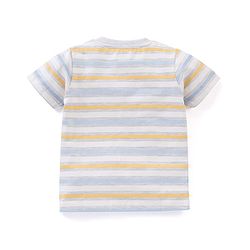 Babyhug Cotton Knit Half Sleeves T-Shirts Stripes & Baseball Print Pack of 3 - Blue White & Yellow