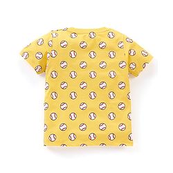Babyhug Cotton Knit Half Sleeves T-Shirts Stripes & Baseball Print Pack of 3 - Blue White & Yellow