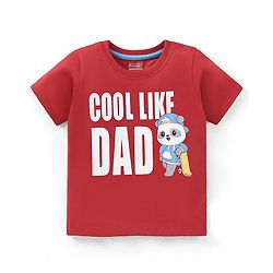 Babyhug Cotton Knit Half Sleeves T-Shirt Panda Embroidery - Red