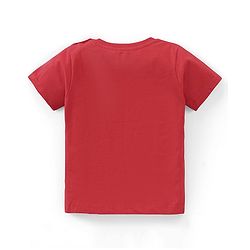 Babyhug Cotton Knit Half Sleeves T-Shirt Panda Embroidery - Red