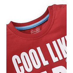 Babyhug Cotton Knit Half Sleeves T-Shirt Panda Embroidery - Red