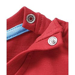 Babyhug Cotton Knit Half Sleeves T-Shirt Panda Embroidery - Red