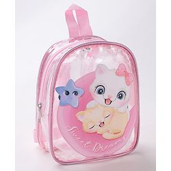 Babyhug Kitty Print Fashion Backpacks - Pink