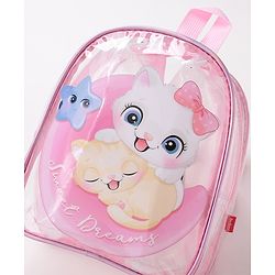 Babyhug Kitty Print Fashion Backpacks - Pink