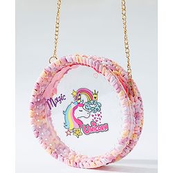 Babyhug Sling Bag Unicorn Print- Pink
