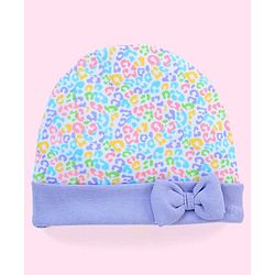 Babyhug 100% Cotton Abstract Printed Cap Mittens & Booties Purple - Diameter 10 cm