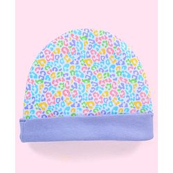 Babyhug 100% Cotton Abstract Printed Cap Mittens & Booties Purple - Diameter 10 cm