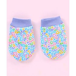 Babyhug 100% Cotton Abstract Printed Cap Mittens & Booties Purple - Diameter 10 cm
