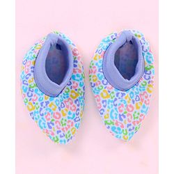 Babyhug 100% Cotton Abstract Printed Cap Mittens & Booties Purple - Diameter 10 cm