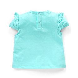 Babyhug Cotton Half Sleeves T-Shirt With Graphics & Frill Detailing - Aqua Blue