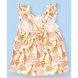Babyhug 100% Cotton Sleeveless Tee with Bow At Back & Frill Detailing - Off White