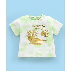Babyhug 100% Half Sleeves Tie Die T-Shirt With Graphics & Foil Print Detailing - Lime Green