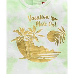 Babyhug 100% Half Sleeves Tie Die T-Shirt With Graphics & Foil Print Detailing - Lime Green