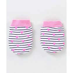 Babyhug 100% Cotton Mittens Butterfly Print Pack of 3 - Pink & Blue