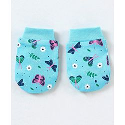 Babyhug 100% Cotton Mittens Butterfly Print Pack of 3 - Pink & Blue
