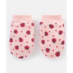 Babyhug 100% Cotton Lady Bug Print Mittens Pack of 3 - Multicolor