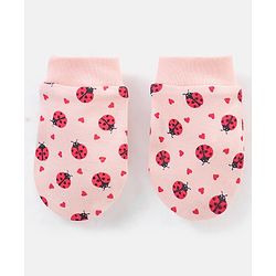 Babyhug 100% Cotton Lady Bug Print Mittens Pack of 3 - Multicolor