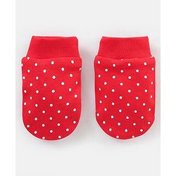 Babyhug 100% Cotton Lady Bug Print Mittens Pack of 3 - Multicolor