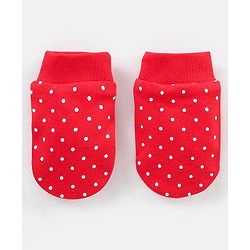 Babyhug 100% Cotton Lady Bug Print Mittens Pack of 3 - Multicolor
