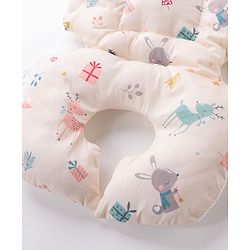 Babyhug Stroller Cushion Dino Print - Cream| Breathable Fabric| Soft & Fluffy