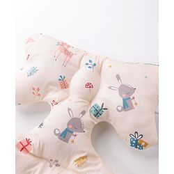 Babyhug Stroller Cushion Dino Print - Cream| Breathable Fabric| Soft & Fluffy