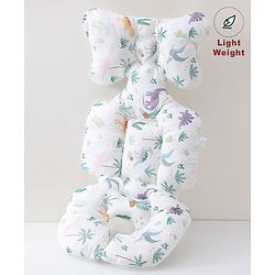 Babyhug Stroller Cushion Dino Print - Cream| Breathable Fabric| Soft & Fluffy