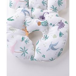 Babyhug Stroller Cushion Dino Print - Cream| Breathable Fabric| Soft & Fluffy