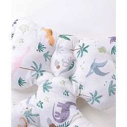 Babyhug Stroller Cushion Dino Print - Cream| Breathable Fabric| Soft & Fluffy