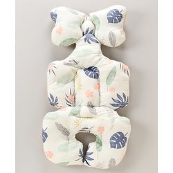 Babyhug Stroller Cushion Dino Print - Cream| Breathable Fabric| Soft & Fluffy