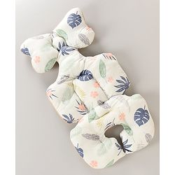 Babyhug Stroller Cushion Dino Print - Cream| Breathable Fabric| Soft & Fluffy