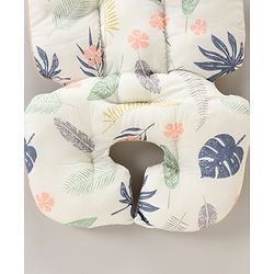 Babyhug Stroller Cushion Dino Print - Cream| Breathable Fabric| Soft & Fluffy