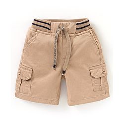 Babyhug Cotton Knee Length Bermuda Solid Colour - Beige