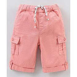 Babyhug Cotton Twill Knee Length Jamaican Solid Color - Coral