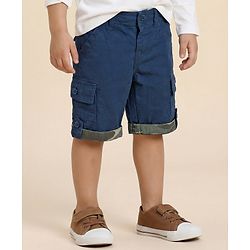 Babyhug Cotton Knee Length Stretchable Jamaican Solid- Blue