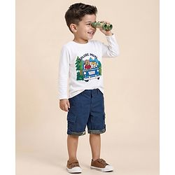 Babyhug Cotton Knee Length Stretchable Jamaican Solid- Blue