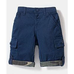 Babyhug Cotton Knee Length Stretchable Jamaican Solid- Blue