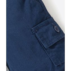 Babyhug Cotton Knee Length Stretchable Jamaican Solid- Blue
