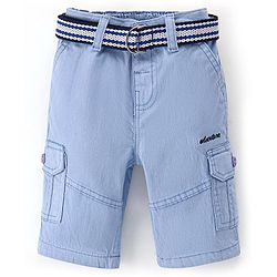 Babyhug Cotton Knee Length Stretchable Jamaican Solid - Light Blue