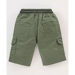 Babyhug Cotton Twill Stretchable Knee Length Jamaican Solid Color with Drawstring - Green