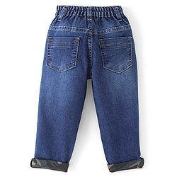 Babyhug Cotton Full Length Solid Denim with Stretch Jeans   Fly With Zipper -  Blue