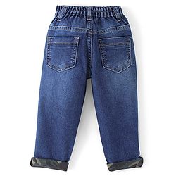 Babyhug Cotton Full Length Solid Denim with Stretch Jeans   Fly With Zipper -  Blue
