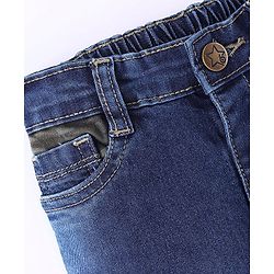 Babyhug Cotton Full Length Solid Denim with Stretch Jeans   Fly With Zipper -  Blue