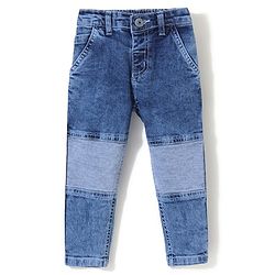 Babyhug Cotton Stretchable Full Length Washed Denim Jeans   Fly With Zipper -  Blue