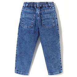 Babyhug Cotton Stretchable Full Length Washed Denim Jeans   Fly With Zipper -  Blue