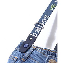 Babyhug Cotton Full Length Stretchable Denim Jeans with Fly Open Zipper with Suspenders Solid Colour   Fly With Zipper -  Blue