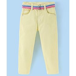 Babyhug Denim Full Length Stretchable Washed Jeans - Yellow