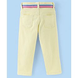 Babyhug Denim Full Length Stretchable Washed Jeans - Yellow