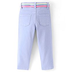 Babyhug Cotton Full Length Solid Washed Denim Jeans with Stretch - Lavendor